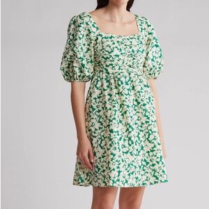 Frnch Green Print Emily Dress